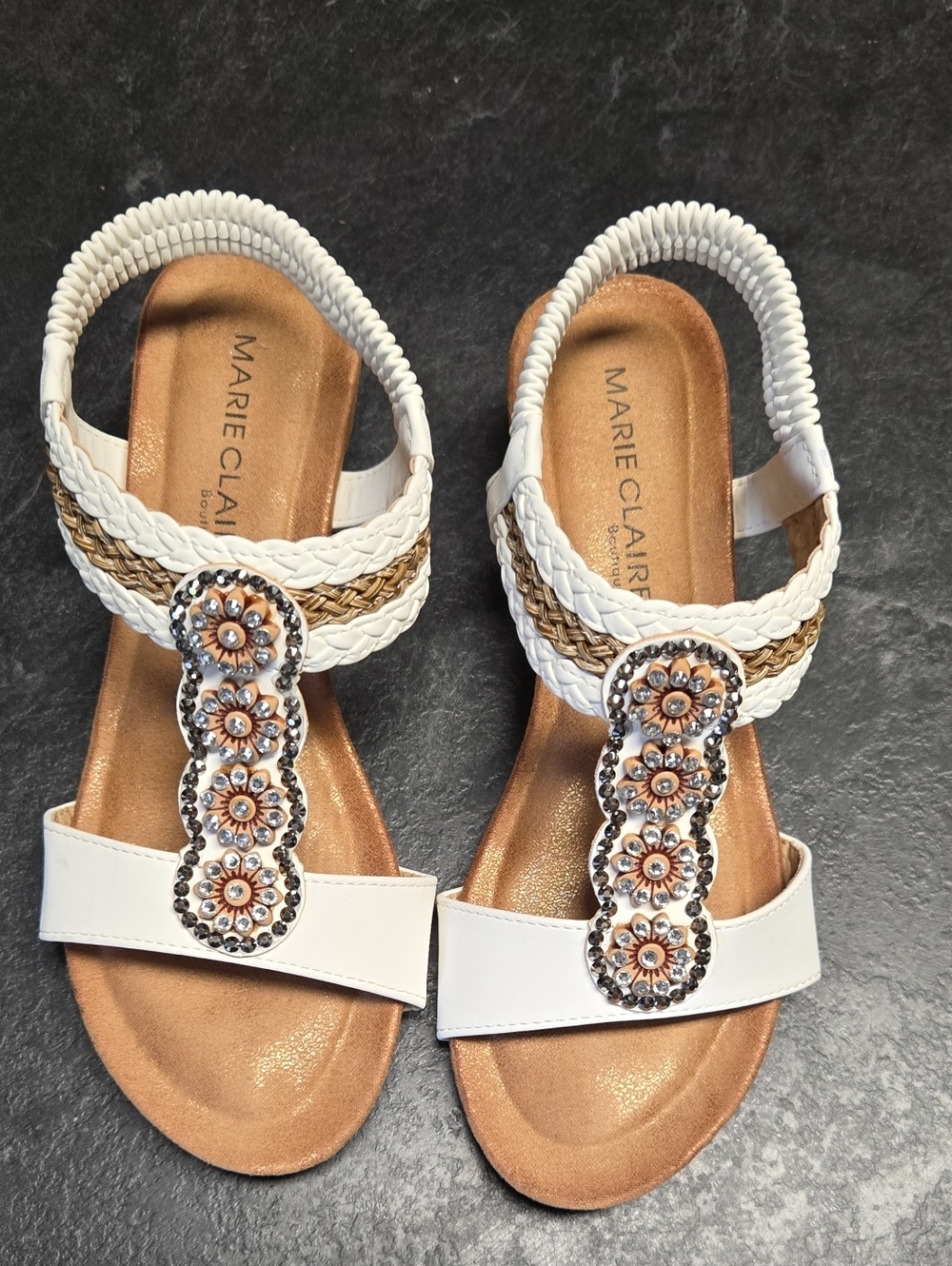 White Braided Embellished Women’s Sandals